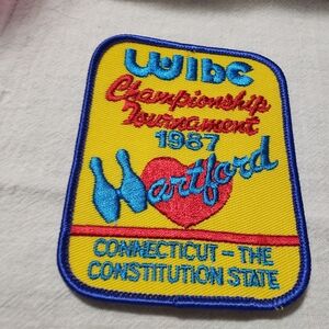 Vintage 1987 WIBC Championship Patches and Luggage Tag from Hartford,  CT